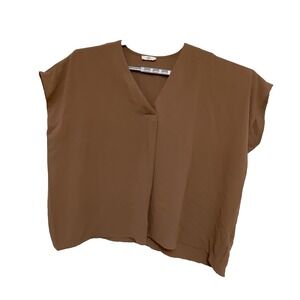 V-Neck Short Sleeve Blouse‎ with Placket Detail by Entro Clothing Size Xl